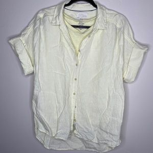 J Crew Baird McNutt Linen Pale Neon Yellow Oversized Shirt with Matching…